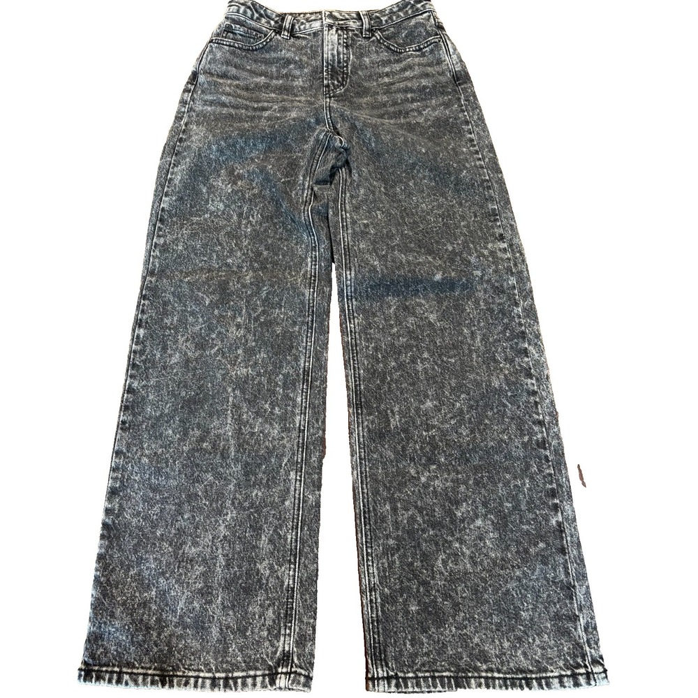 R Jeans Womens Sz 25P wide leg high rise denim black jeans by Reitmans acid wash